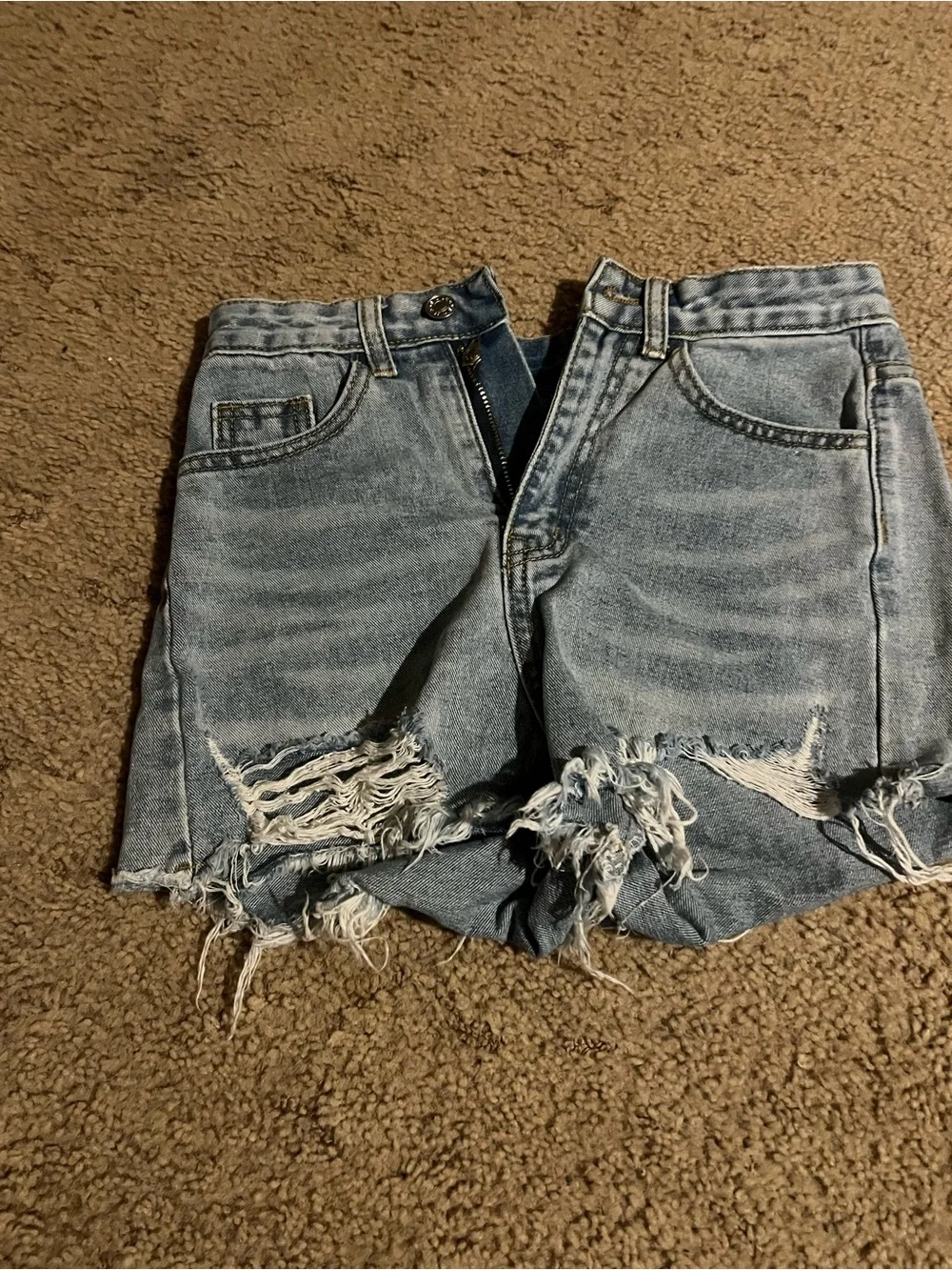 SHEIN Light Blue Distressed Denim Jean Shorts